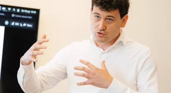 Man explaining with hand gestures